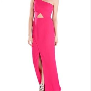 Pink Kauri evening floor length dress with cutout
